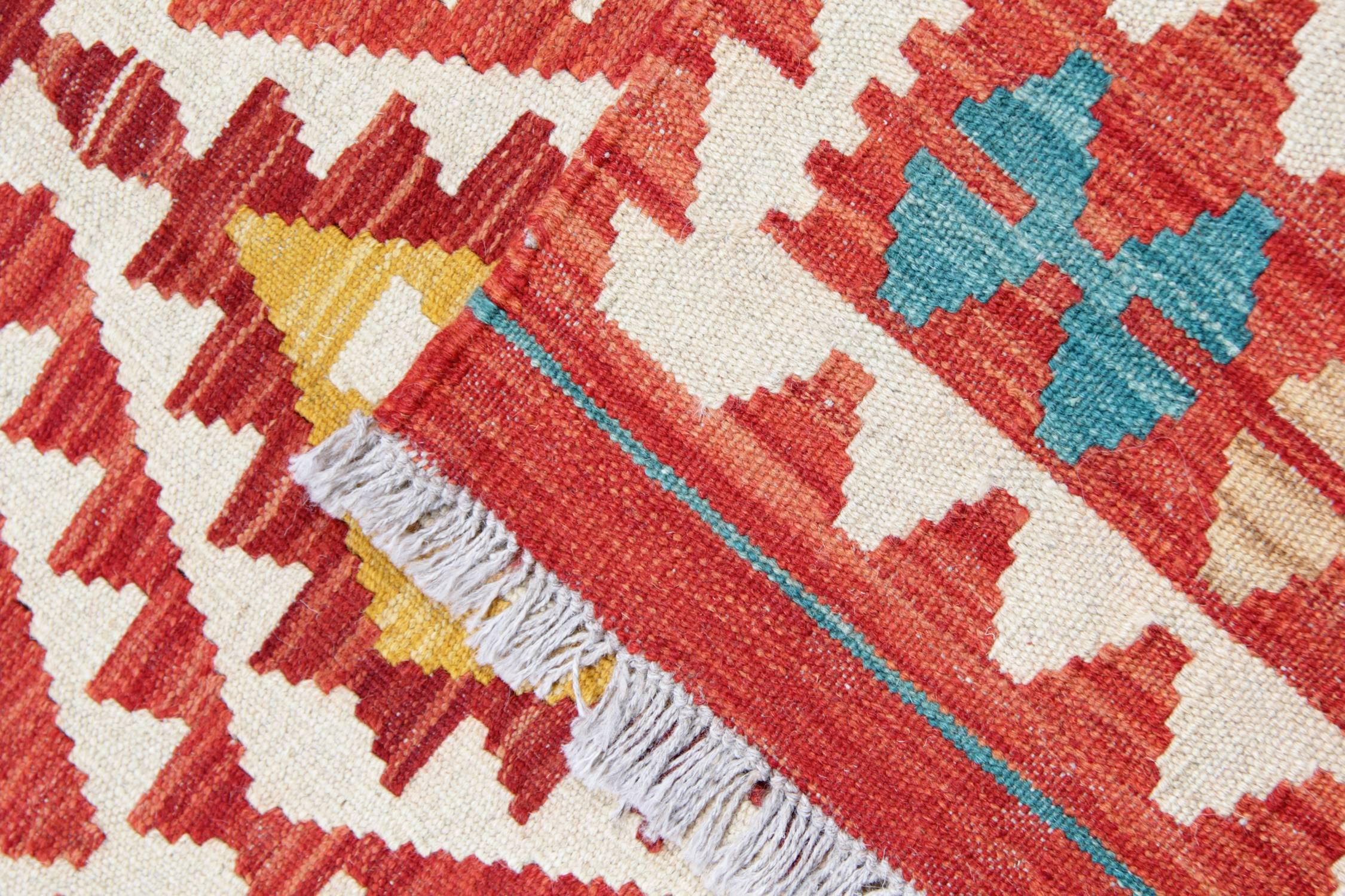 Woven Red Handmade Rug Traditional Kilim Rugs, Oriental Rug Geometric Carpet for Sale