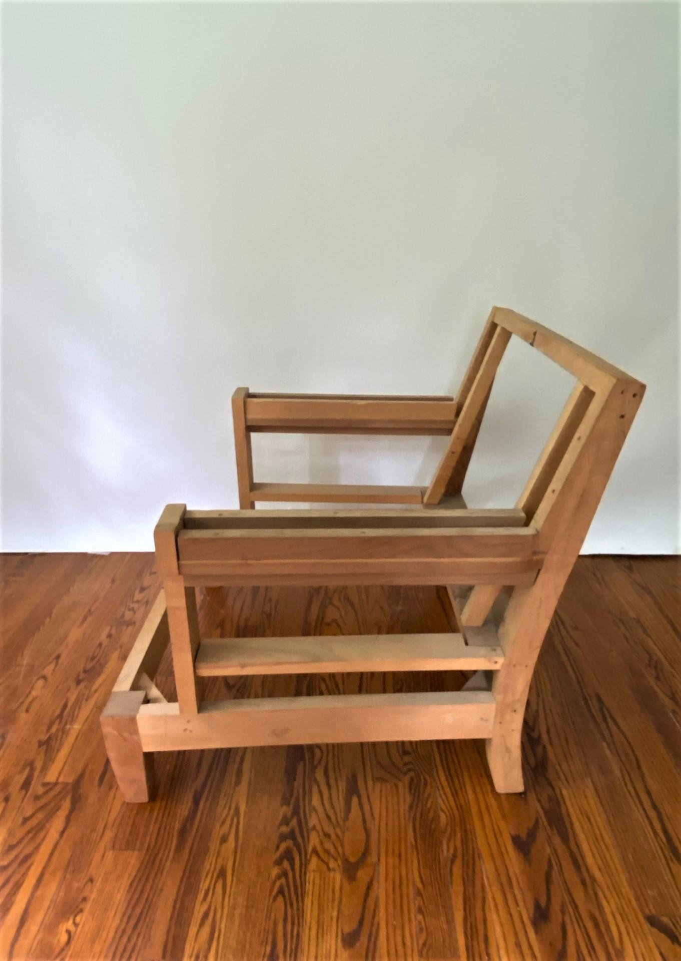 19th Century New Kiln-Dried Maple Lawson Style Lounge Chair Frame with Mahogany Legs. For Sale