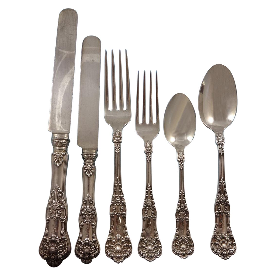 New King by Dominick & Haff Sterling Silver Flatware Set 12 Service 80 Pieces