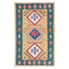 Nueva alfombra Konya tejida a mano Kilim moderna de Anatolia Central Alfombra de lana turca