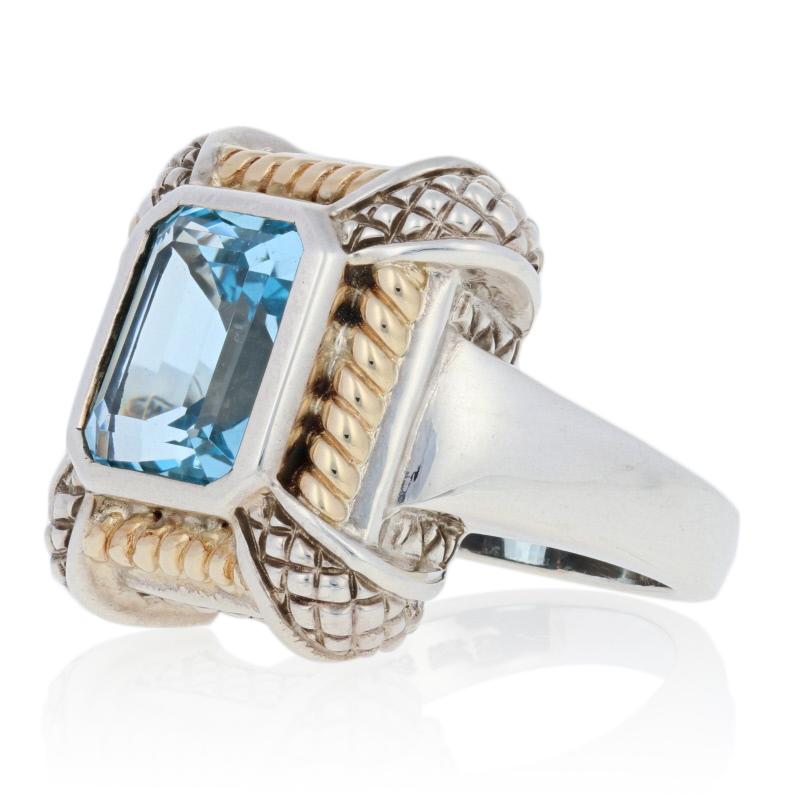 For Sale:  New Krementz 8.00ct Blue Topaz Ring, Sterling Silver & 18k Gold 2