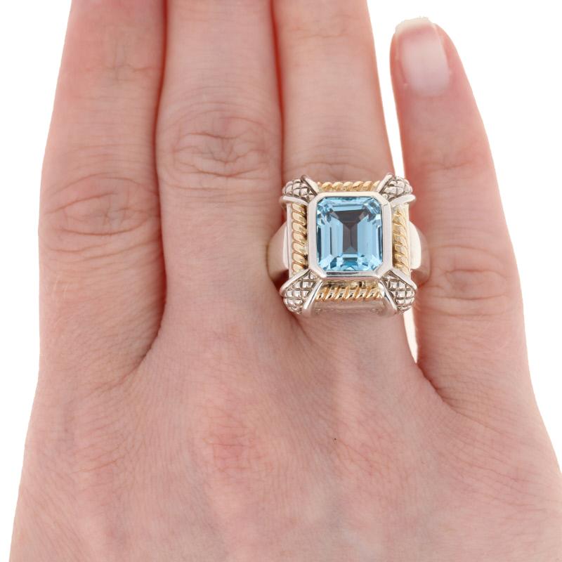 For Sale:  New Krementz 8.00ct Blue Topaz Ring, Sterling Silver & 18k Gold 3