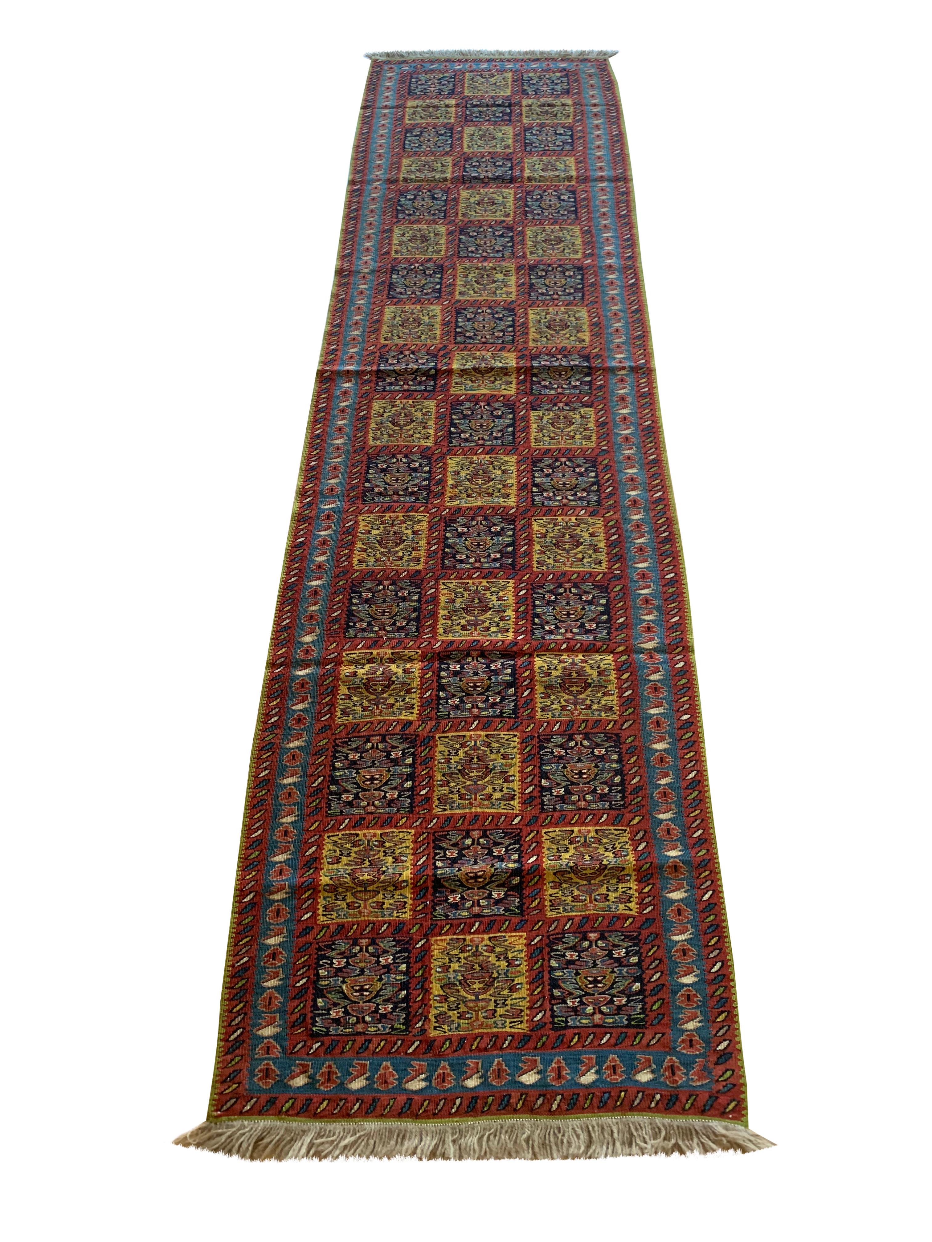 Nueva Alfombra Corredera Kurda Pura Lana Kilim Tejida a Mano Kilim Plano en venta 4
