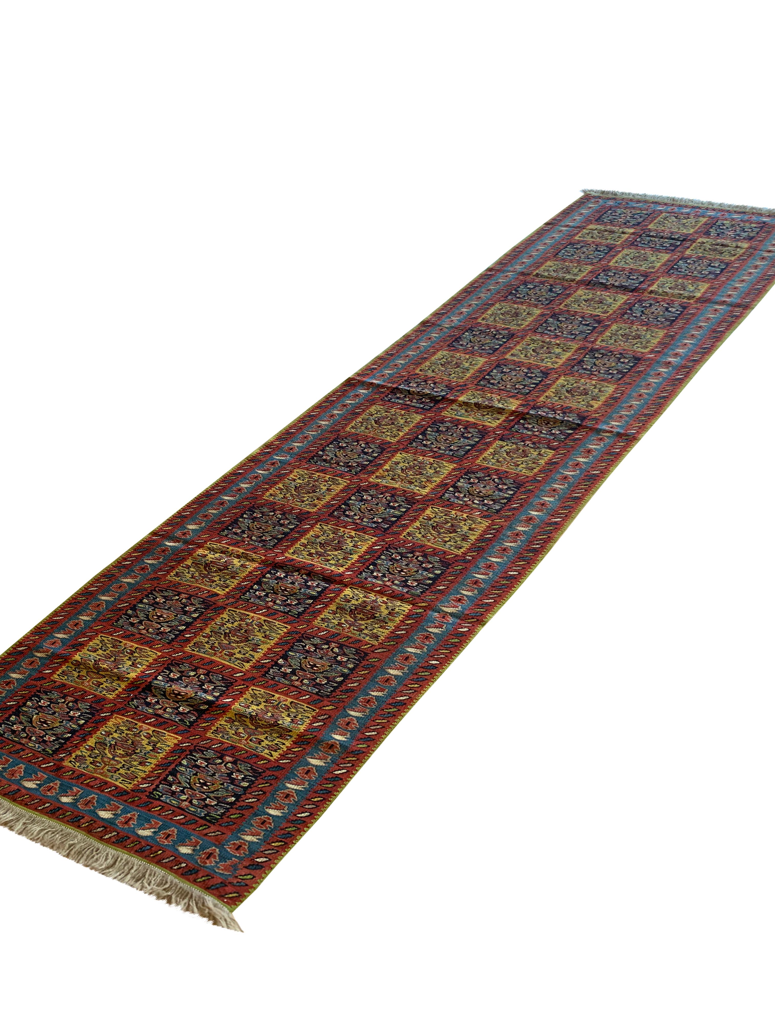Nouveau tapis de couloir kurde Kilim en pure laine tissé à la main Kilim tissé à plat en vente 5