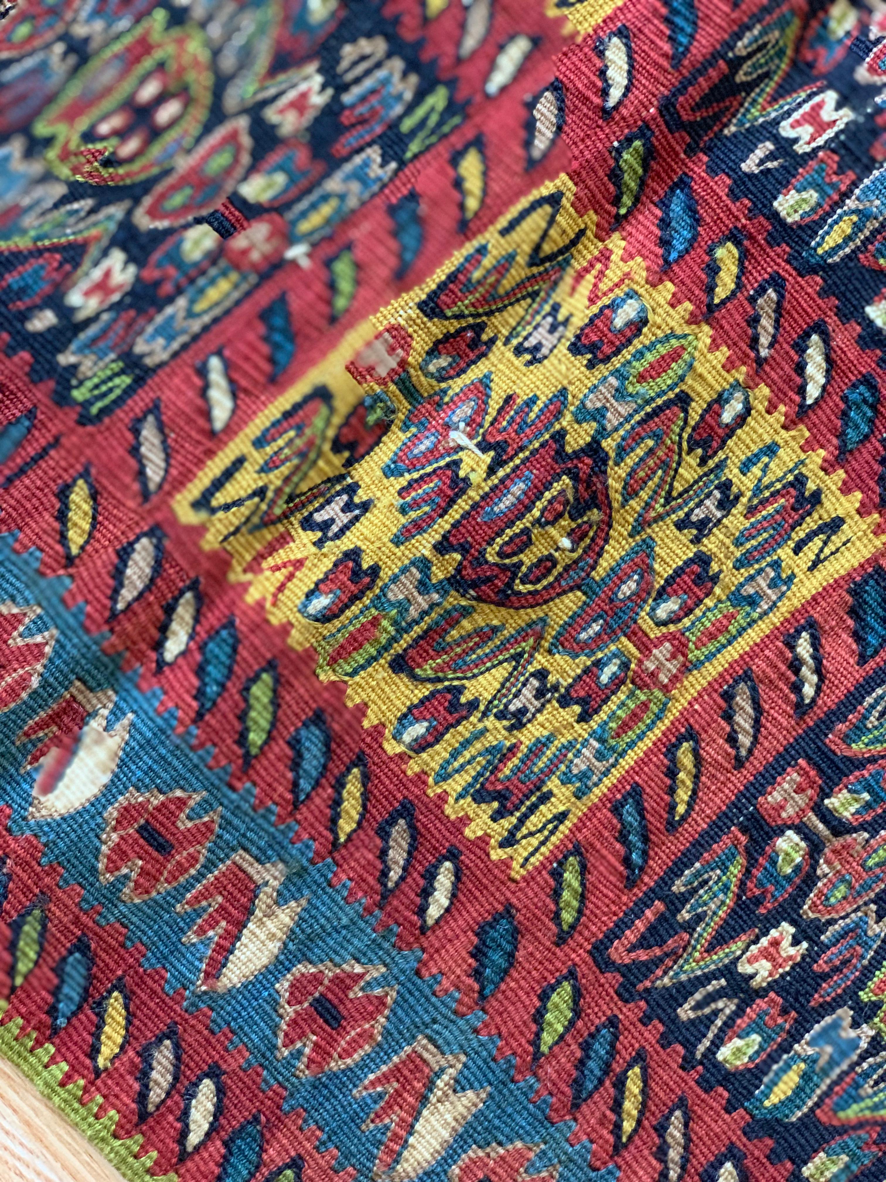 Tribal New Kurdish Runner Rug Pure Wool Kilim Handmade Flat Woven Kilim For Sale
