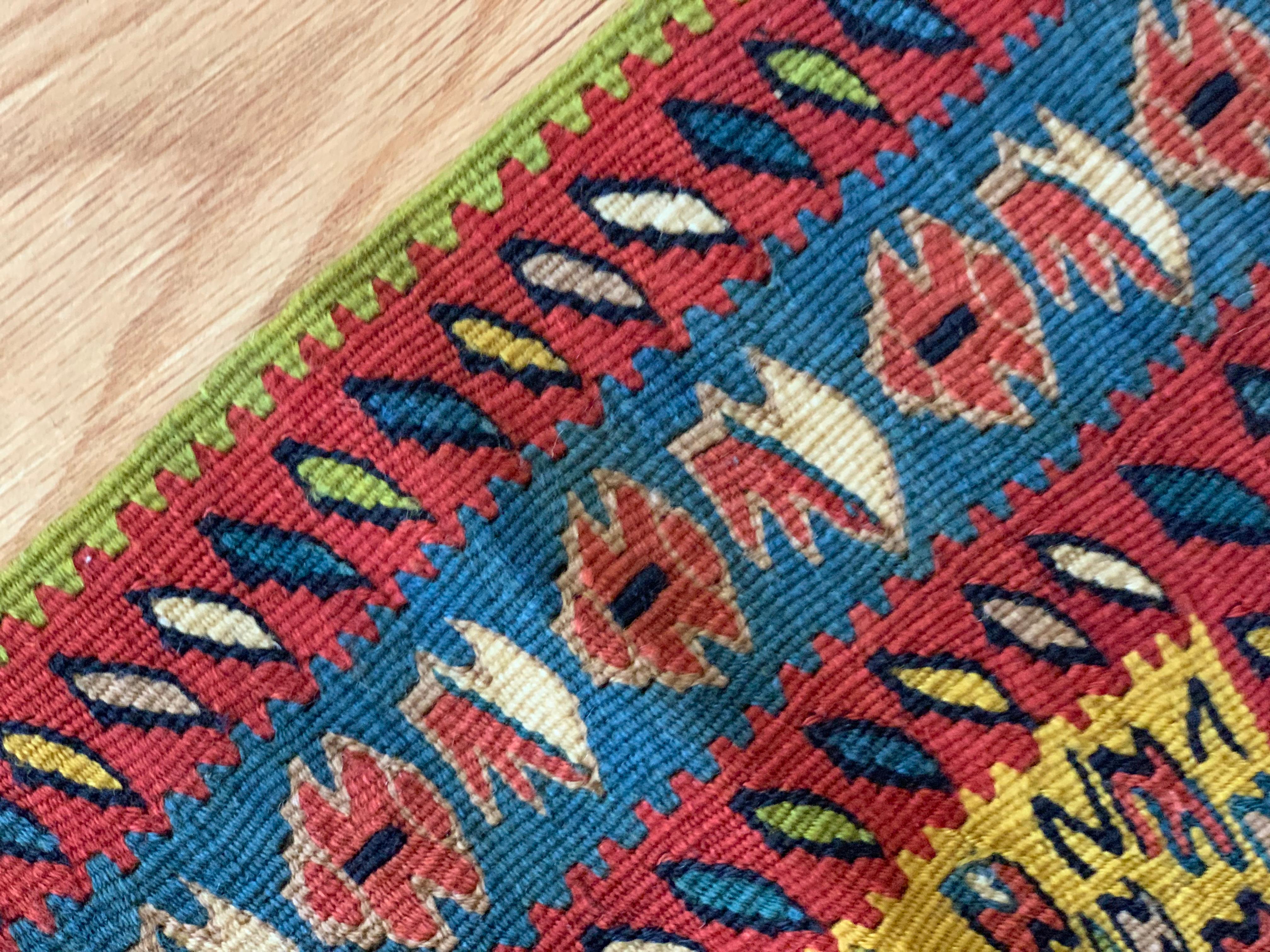 Laine Nouveau tapis de couloir kurde Kilim en pure laine tissé à la main Kilim tissé à plat en vente