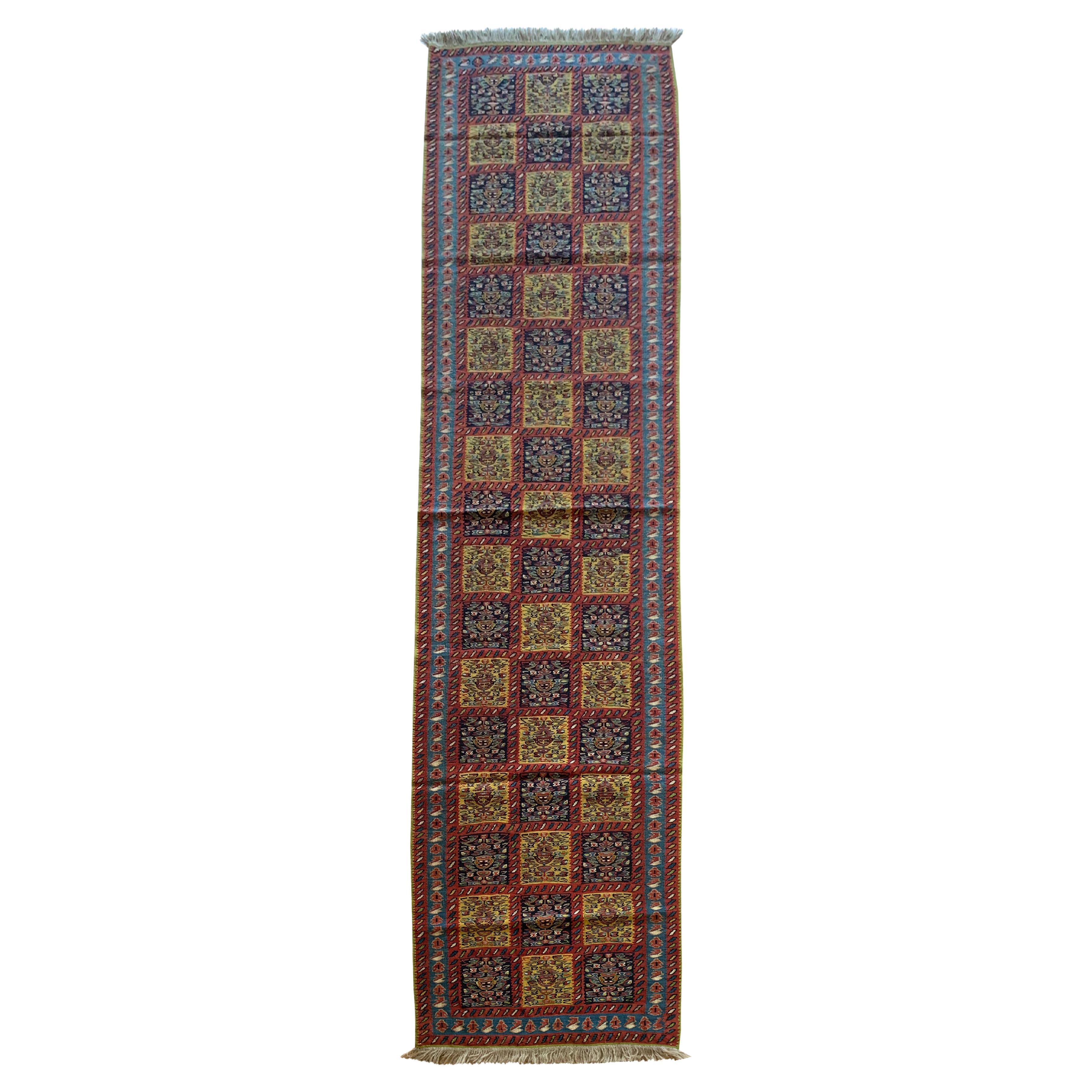 Nuovo tappeto curdo Runner Rug in pura lana Kilim fatto a mano Kilim tessuto piatto