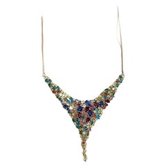 New Kyanite, Apatite, Aquamarine 14k Gold Plated Sterling Necklace, Nepal