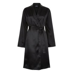NEW La Perla Black Silk Robe with Belt M