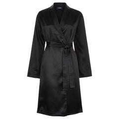 NEW La Perla Black Silk Robe with Belt M