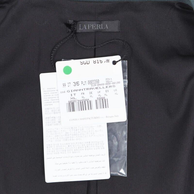 new LA PERLA dark green linen blend notched collar button front pyjama shirt XL For Sale 5