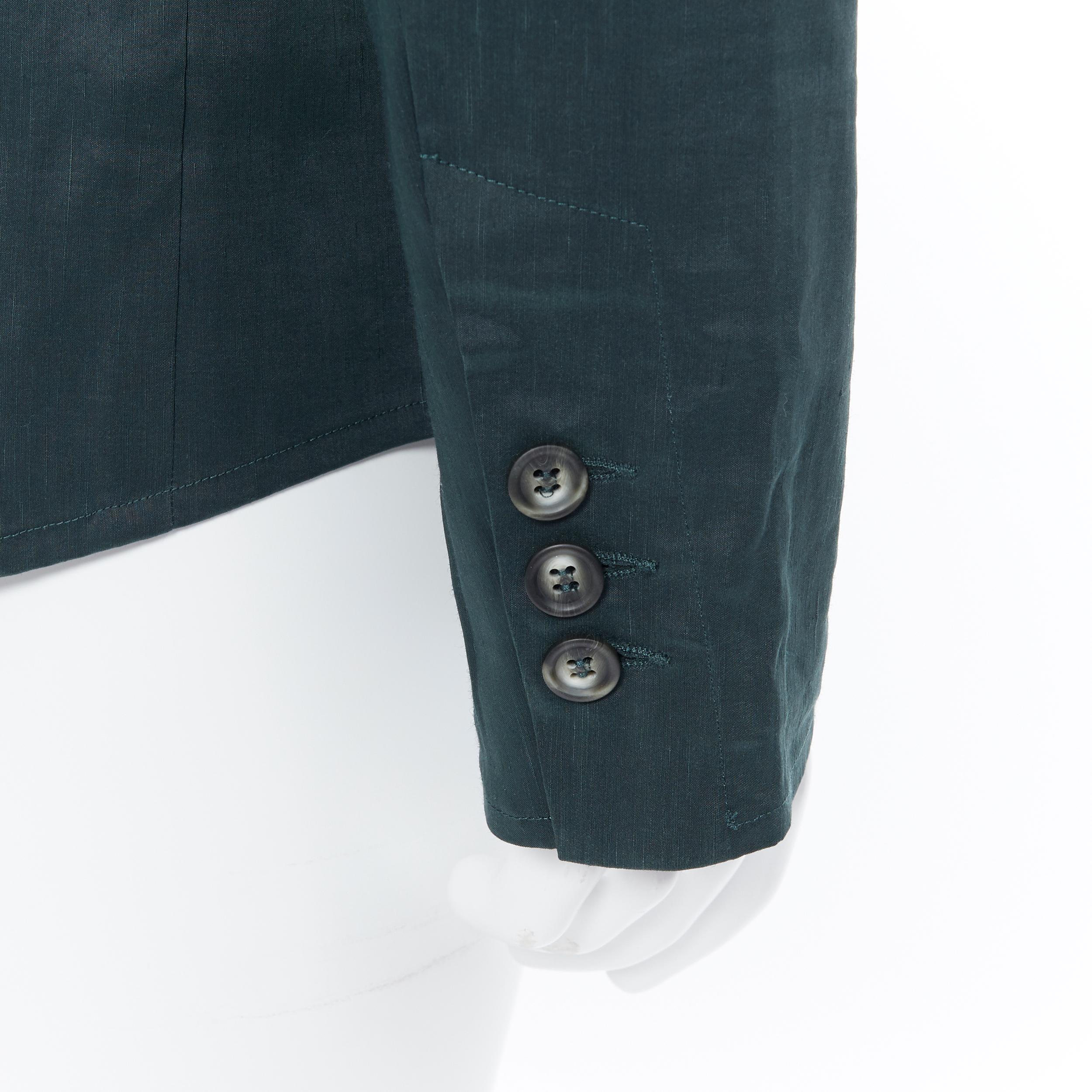 new LA PERLA dark green linen blend notched collar button front pyjama shirt XL 3