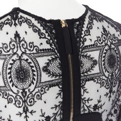 new LA PERLA Desire black neoprene floral lace long sleeve bodycon jumpsuit L