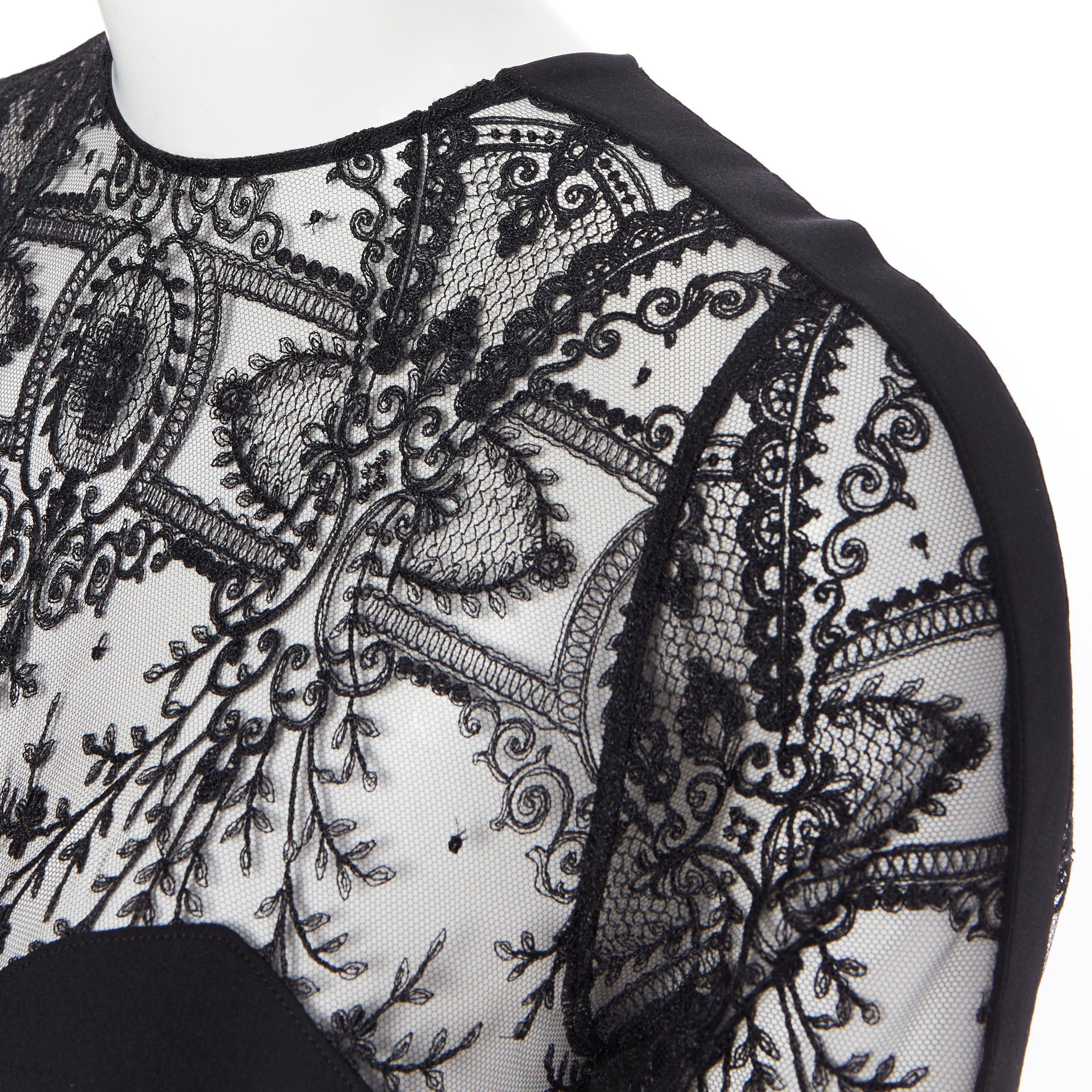 Women's new LA PERLA Desire black neoprene floral lace long sleeve bodycon jumpsuit L