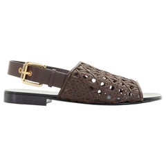 new LA PERLA GIUSEPPE ZANOTTI brown woven leather open toe sling sandals EU41