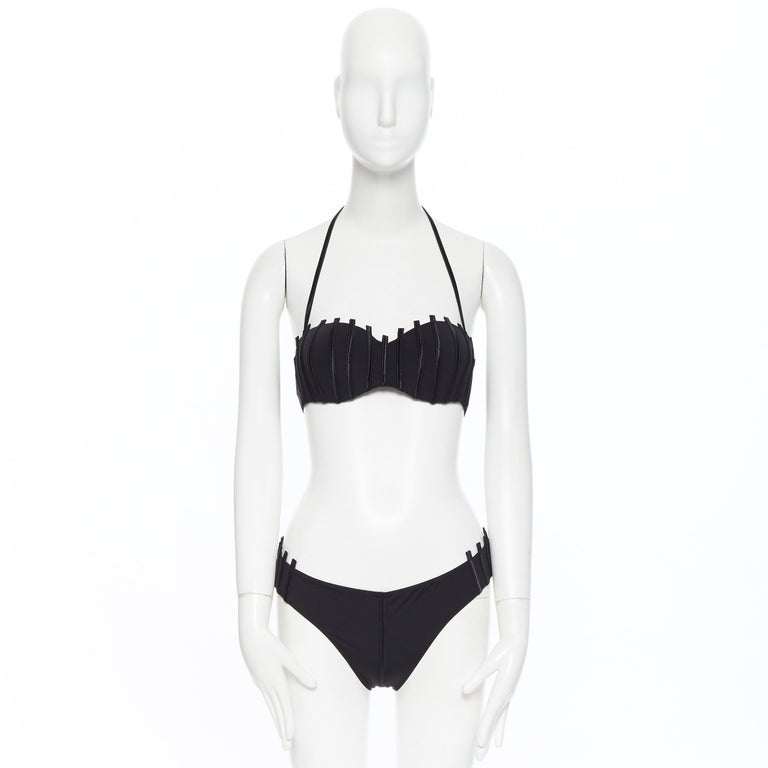 new LA PERLA Graphique Couture black strip padded halter bikini swimsuit  IT44B at 1stDibs
