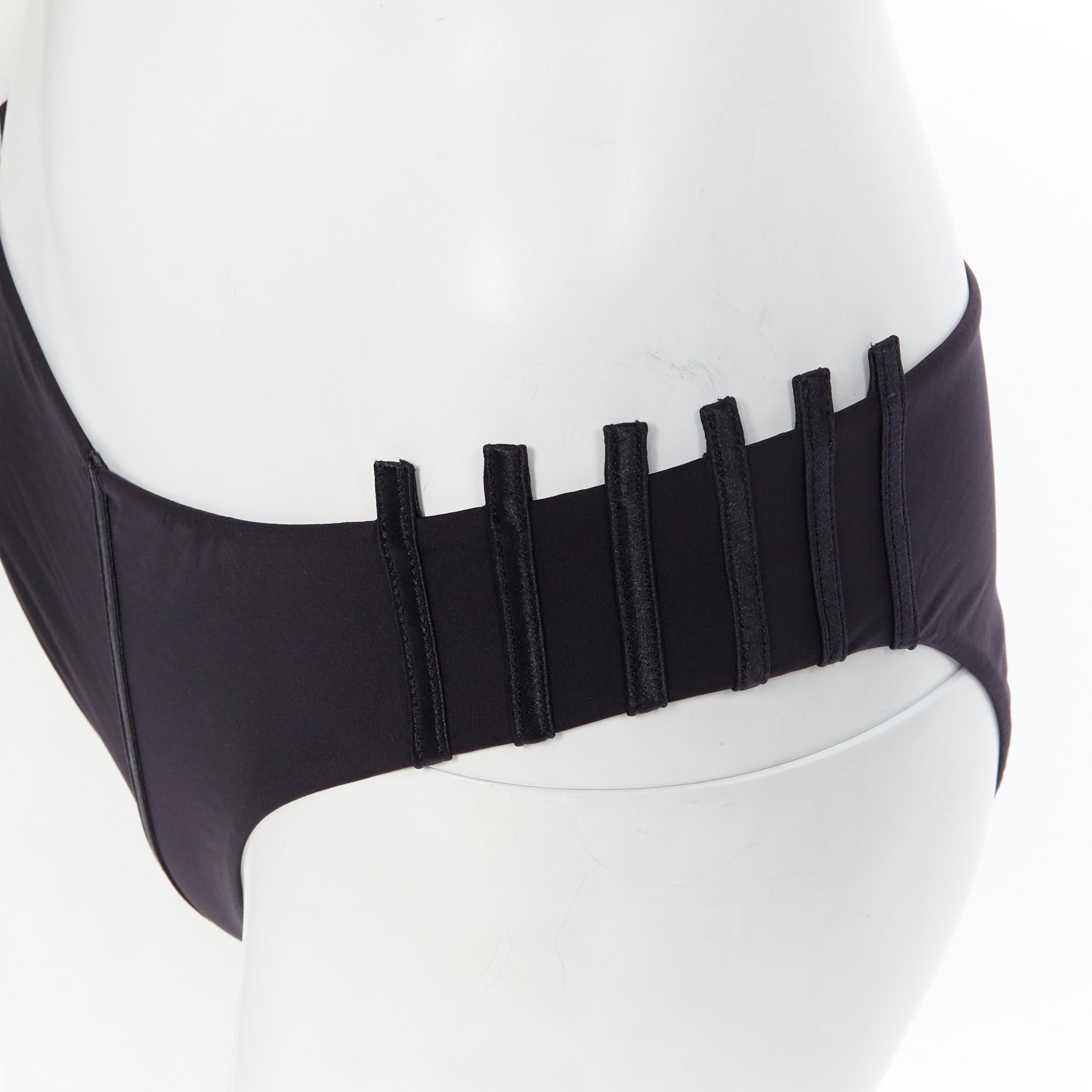 Women's new LA PERLA Graphique Couture black strip padded halter bikini swimsuit IT44B