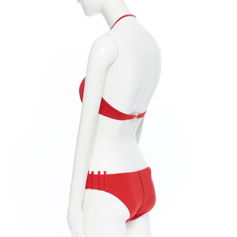 new LA PERLA Graphique Couture red boned sheer body 2-pc bikini swimsuit  IT44B M For Sale at 1stDibs