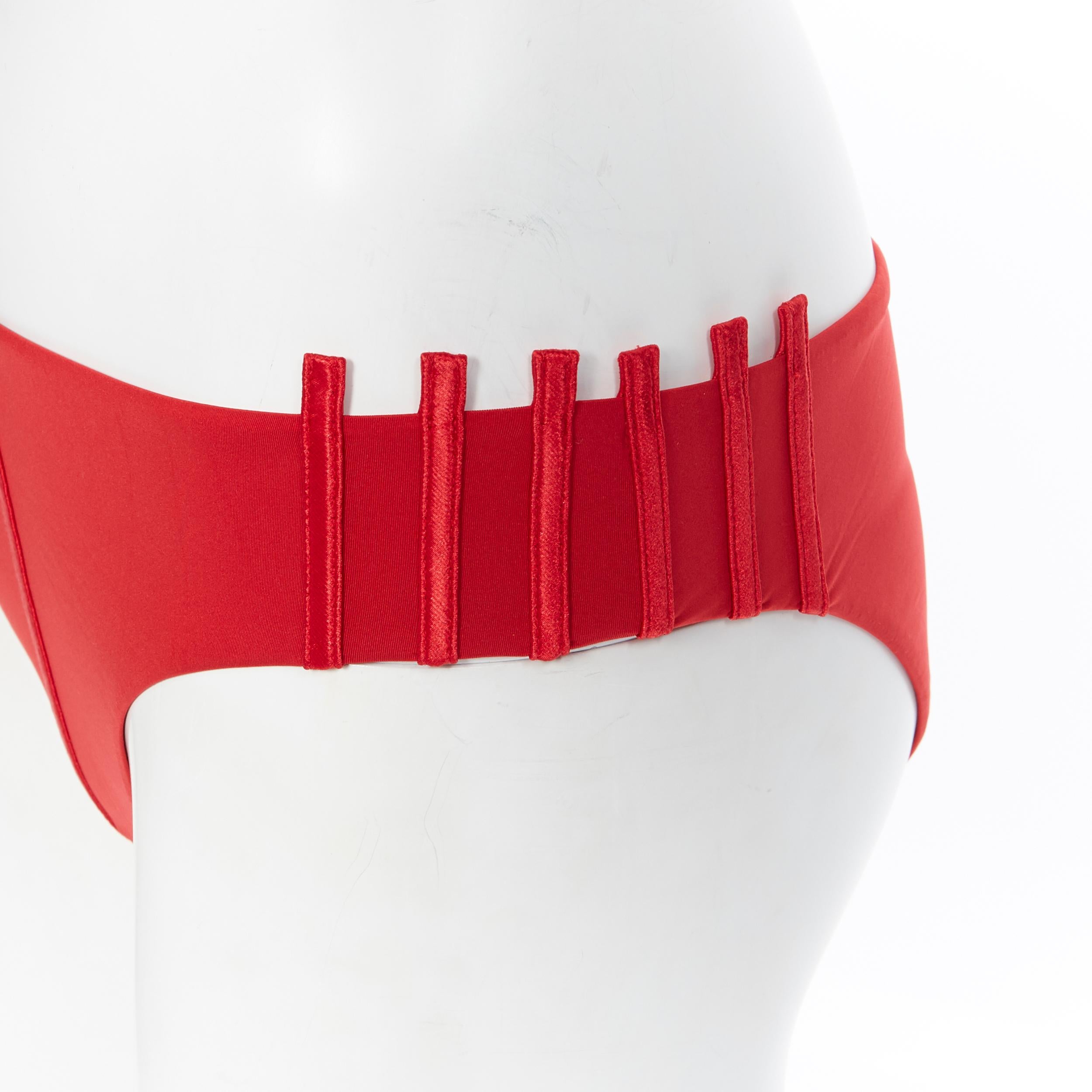 new LA PERLA Graphique Couture red boned sheer body 2-pc bikini swimsuit IT44B M 3