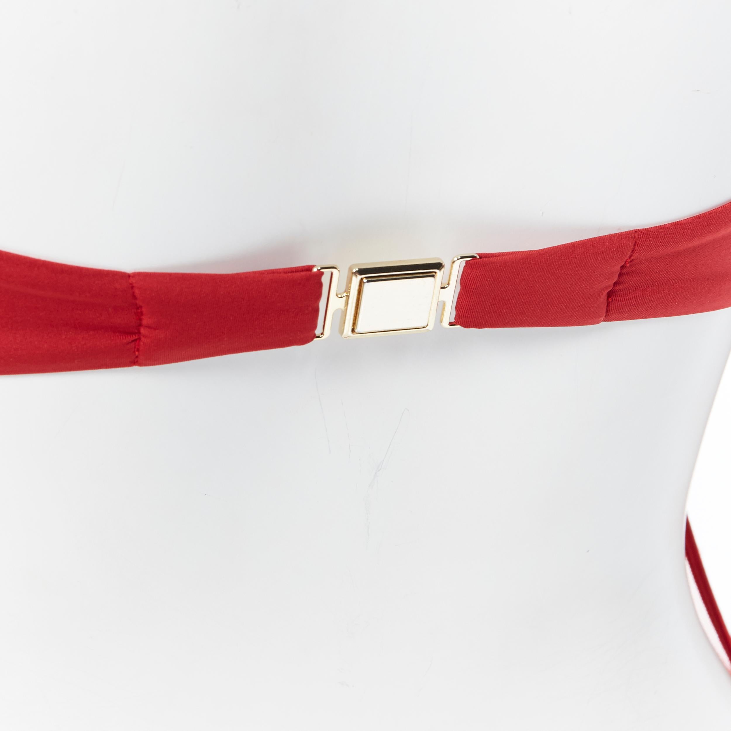 new LA PERLA Graphique Couture red boned sheer body monokini swimsuit IT42B S 2