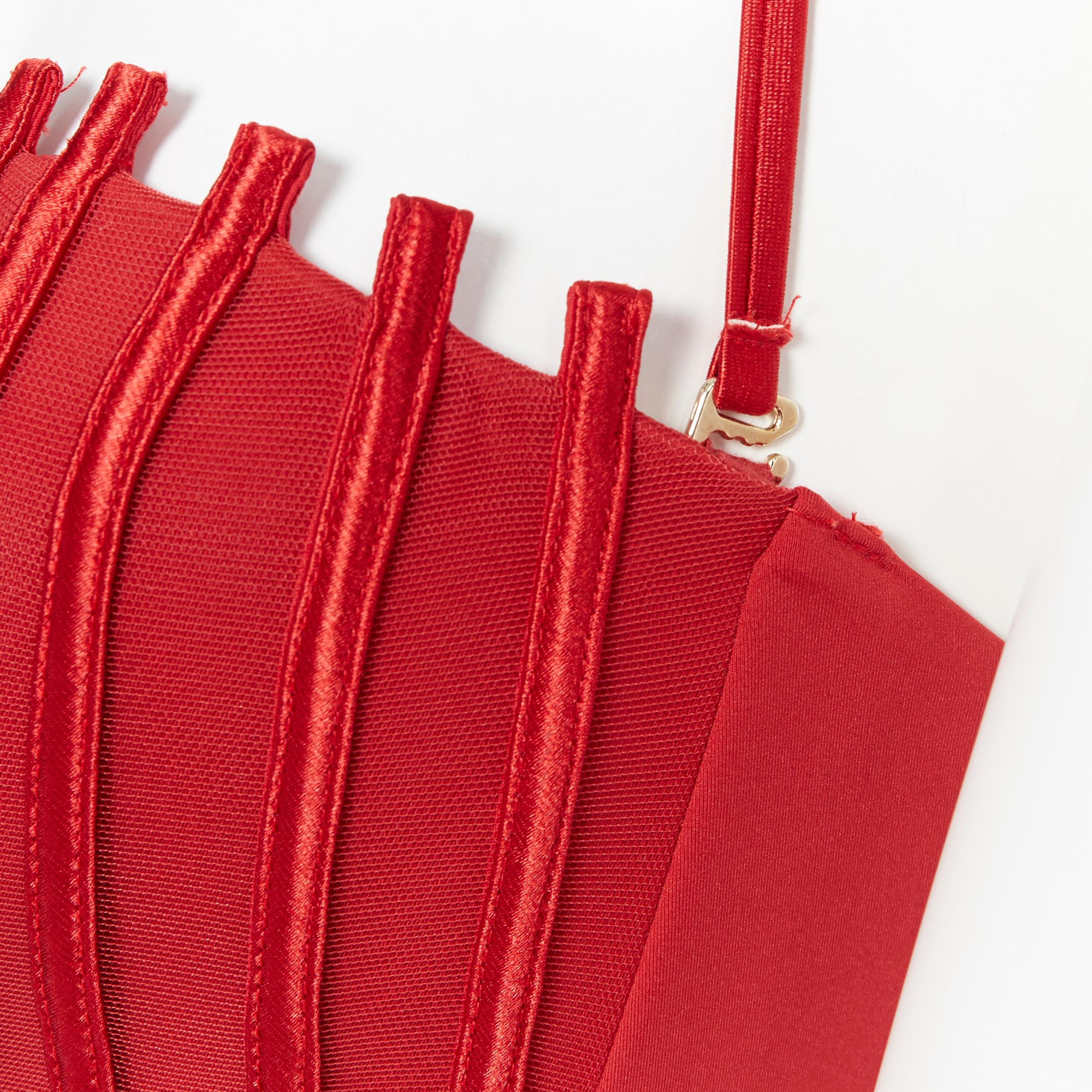 neu LA PERLA Graphique Couture rot entbeint schiere Körper Monokini Badeanzug IT42B S 6