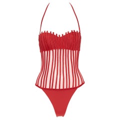 neu LA PERLA Graphique Couture rot entbeint schiere Körper Monokini Badeanzug IT42B S