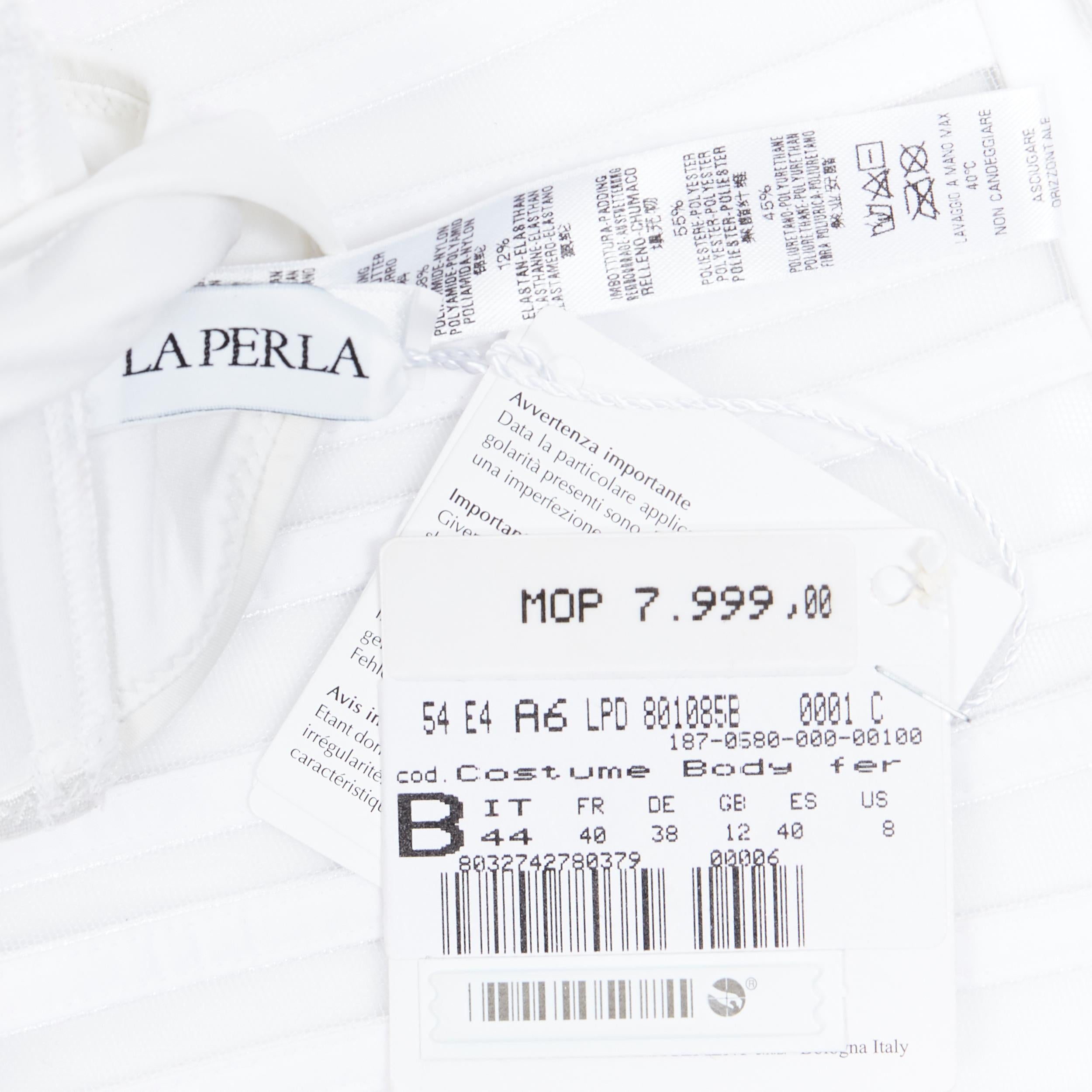 new LA PERLA Graphique Couture white boned sheer body monokini swimsuit IT44B M 3