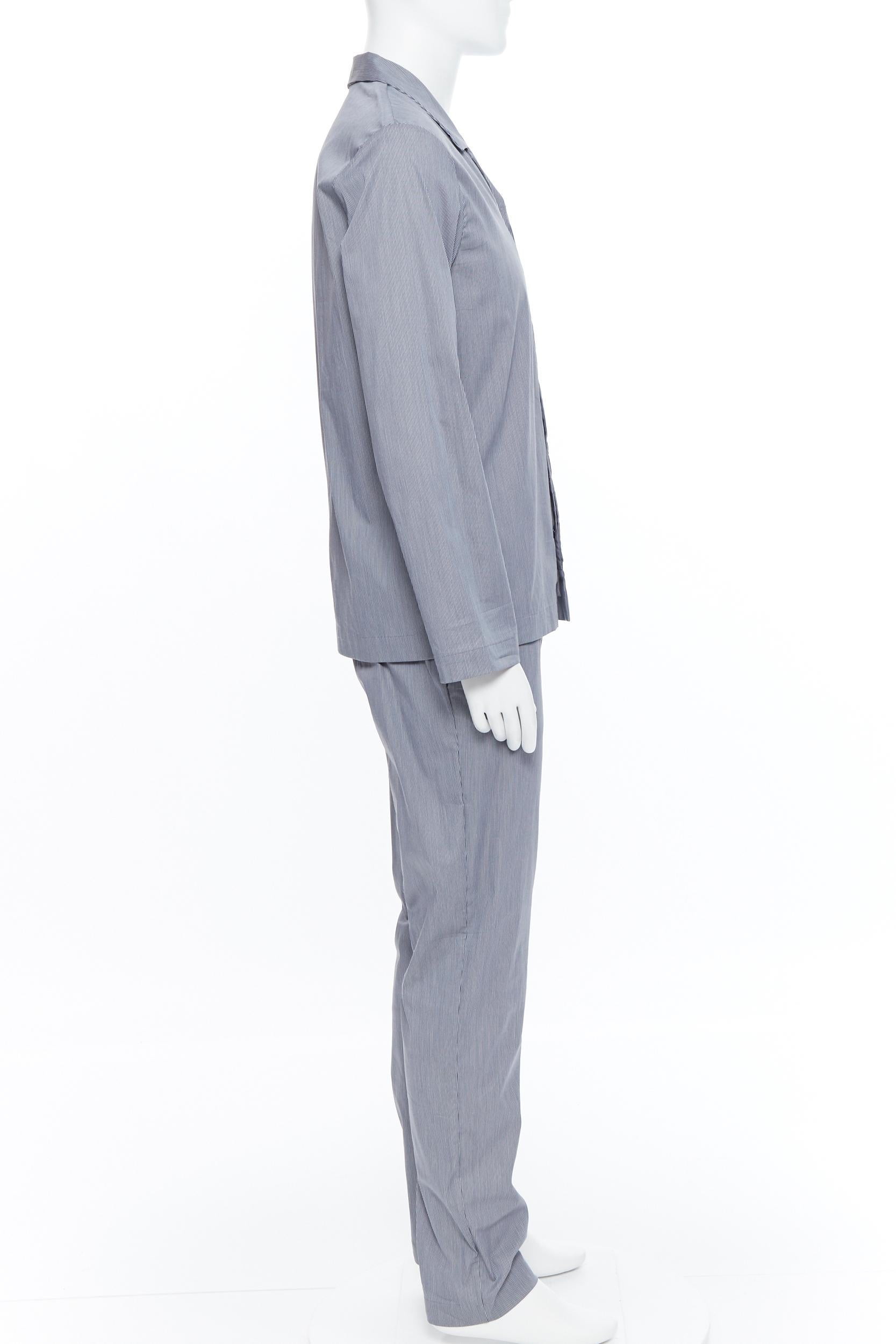 new LA PERLA grey stripe cotton blend notched collar pyjama set pants M In New Condition In Hong Kong, NT