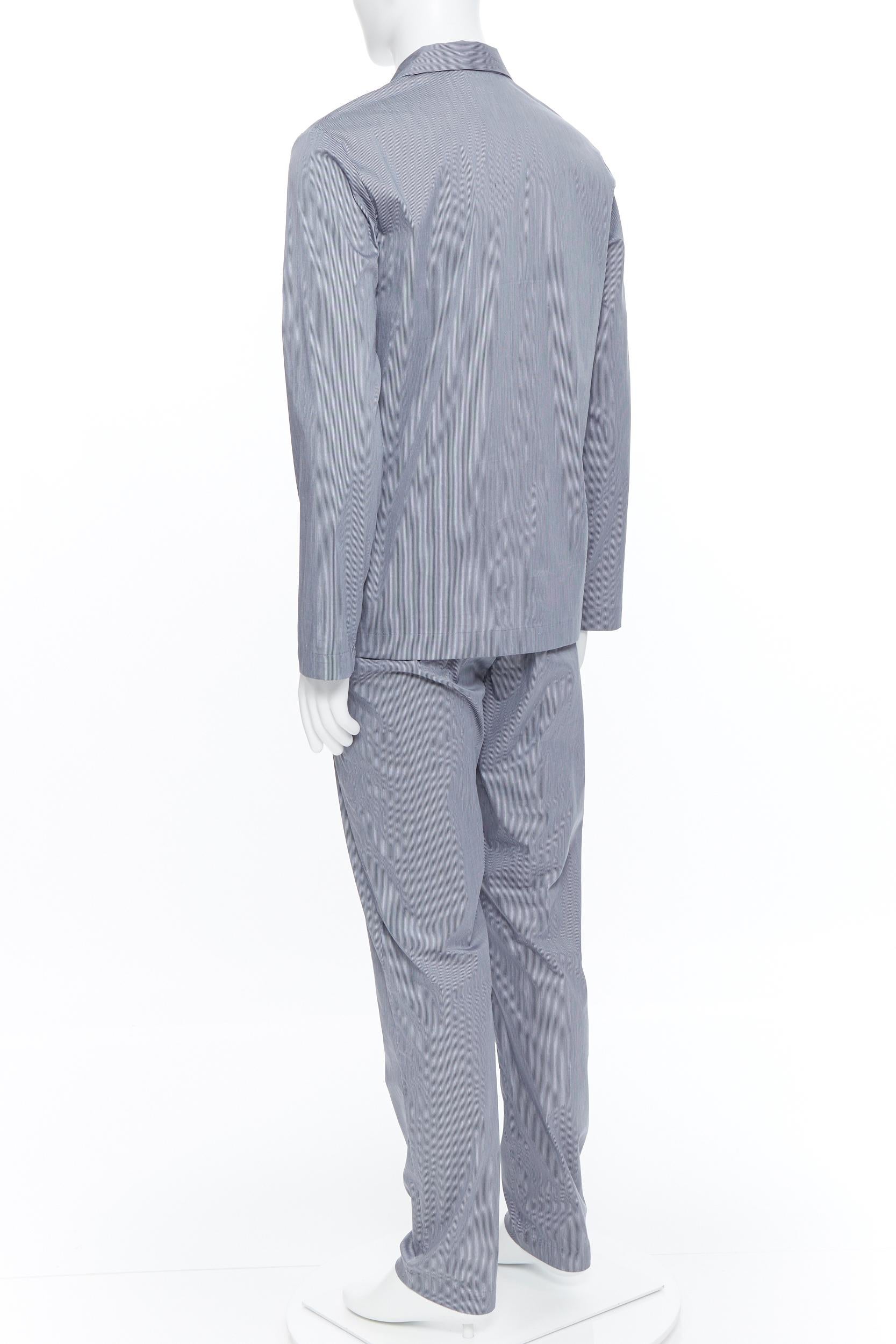 new LA PERLA grey stripe cotton blend notched collar pyjama set pants M 1