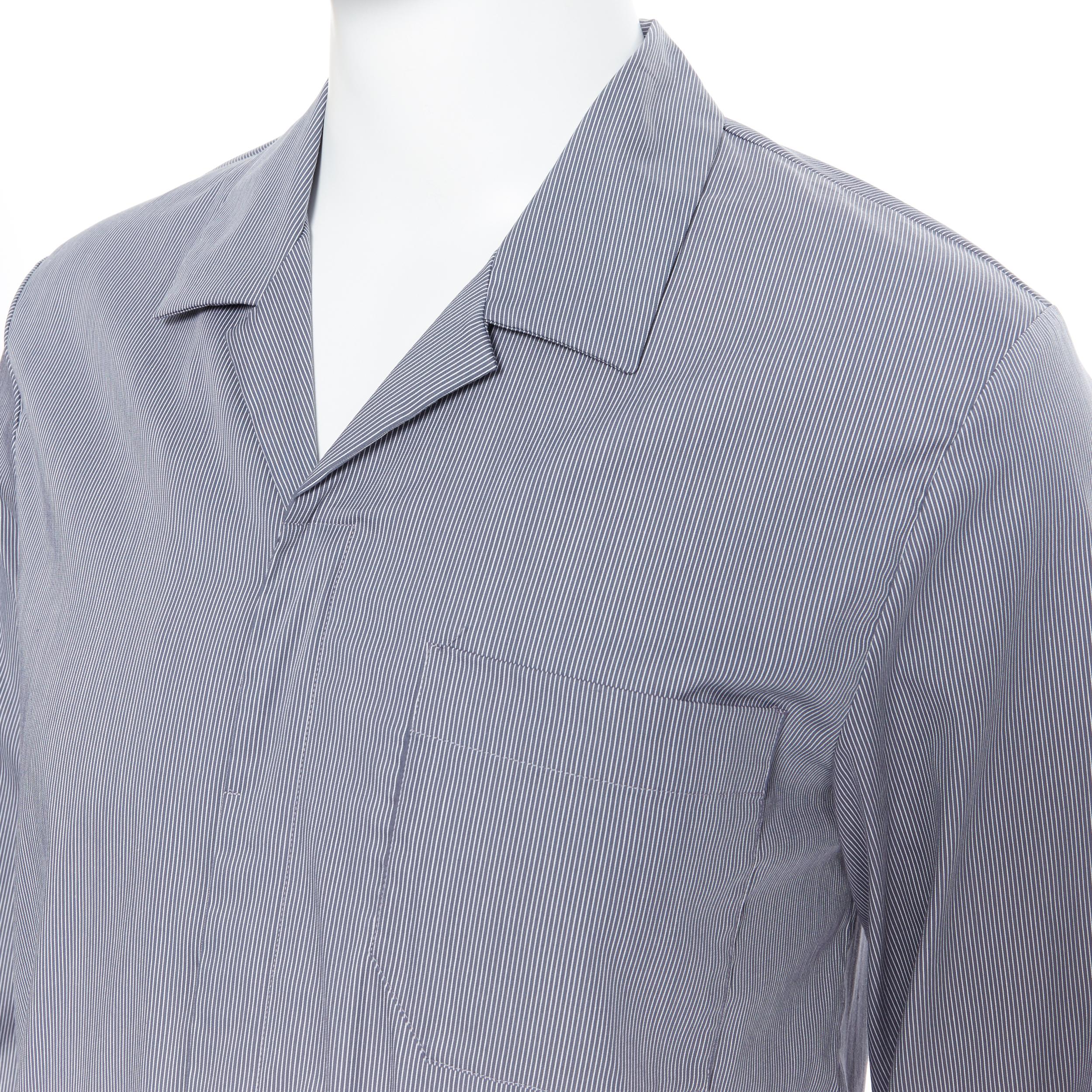 new LA PERLA grey stripe cotton blend notched collar pyjama set pants M 2