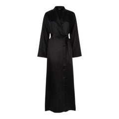 NEW La Perla Long Black Silk Robe with Belt M
