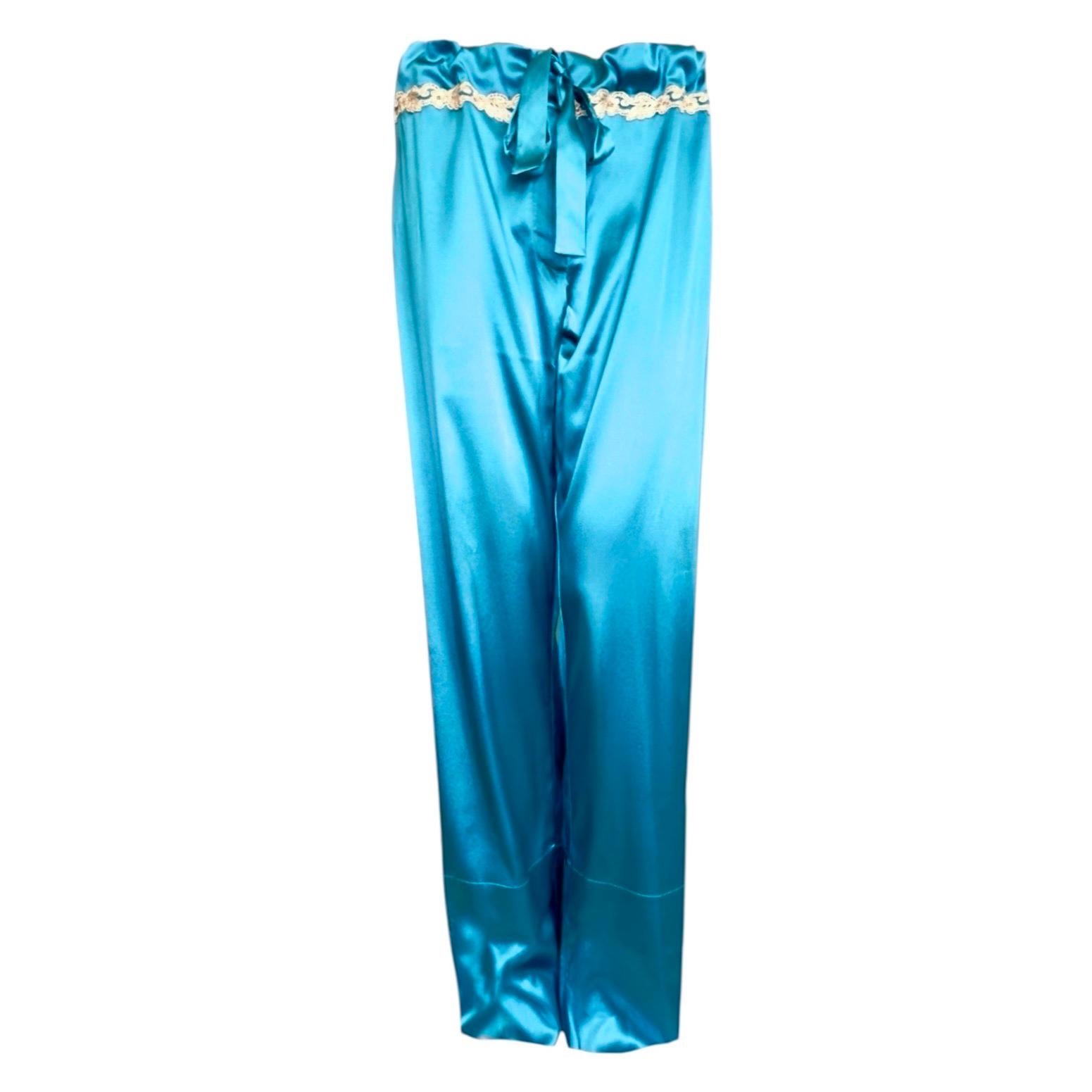 NUOVO LA PERLA Maison Pantaloni in seta turchese con ricamo a frastaglio 8 In condizioni Nuovo in vendita a Switzerland, CH