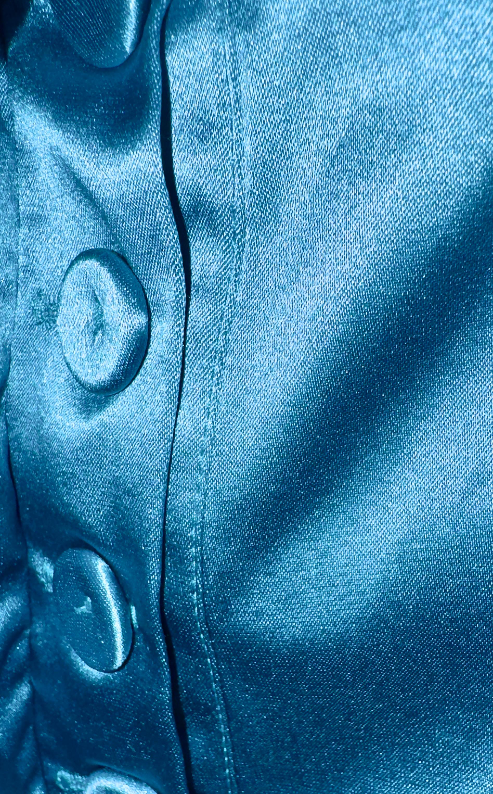 Donna NUOVO LA PERLA Maison Pantaloni in seta turchese con ricamo a frastaglio 8 in vendita