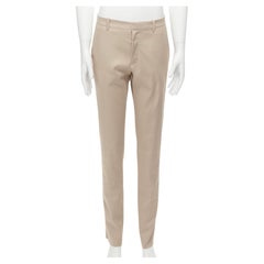 nuovo LA PERLA MENS pantaloni beige con pinces posteriori minimal classic tapered M.