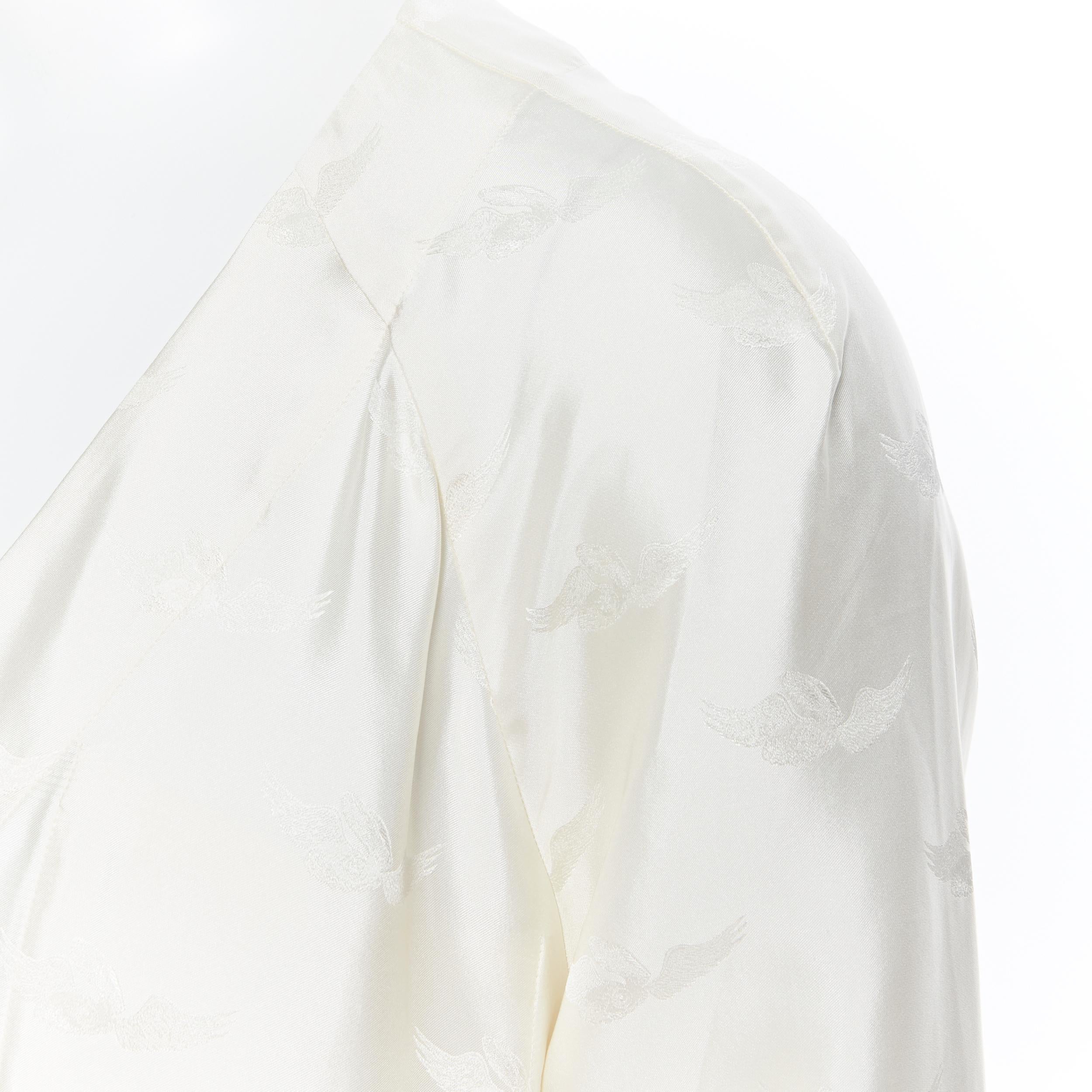 new LA PERLA MENSWEAR 100% silk cream beige winged jacquard V-neck jumpsuit M 2