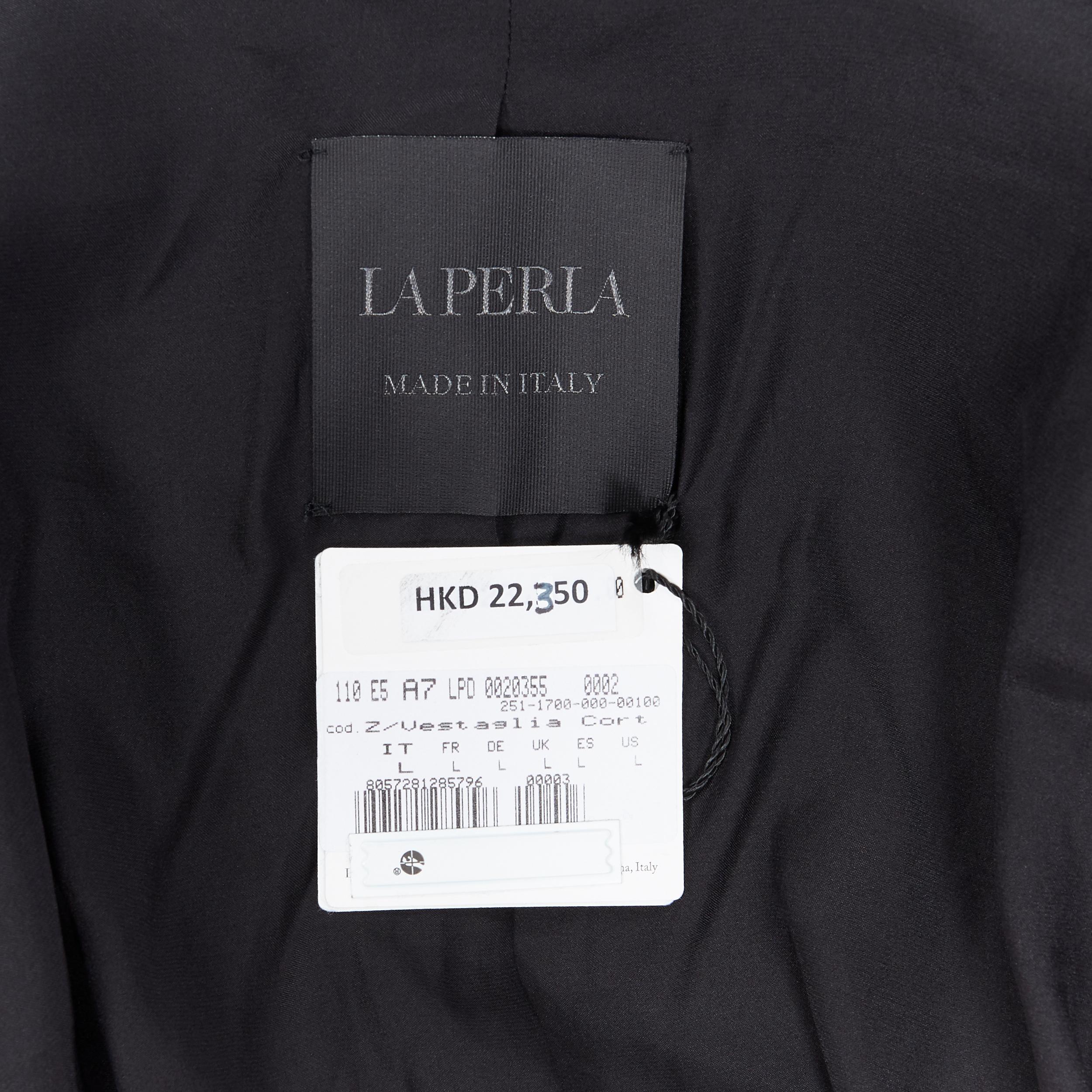 new LA PERLA MENSWEAR Runway black lacquered raffia weave belted robe coat L 7