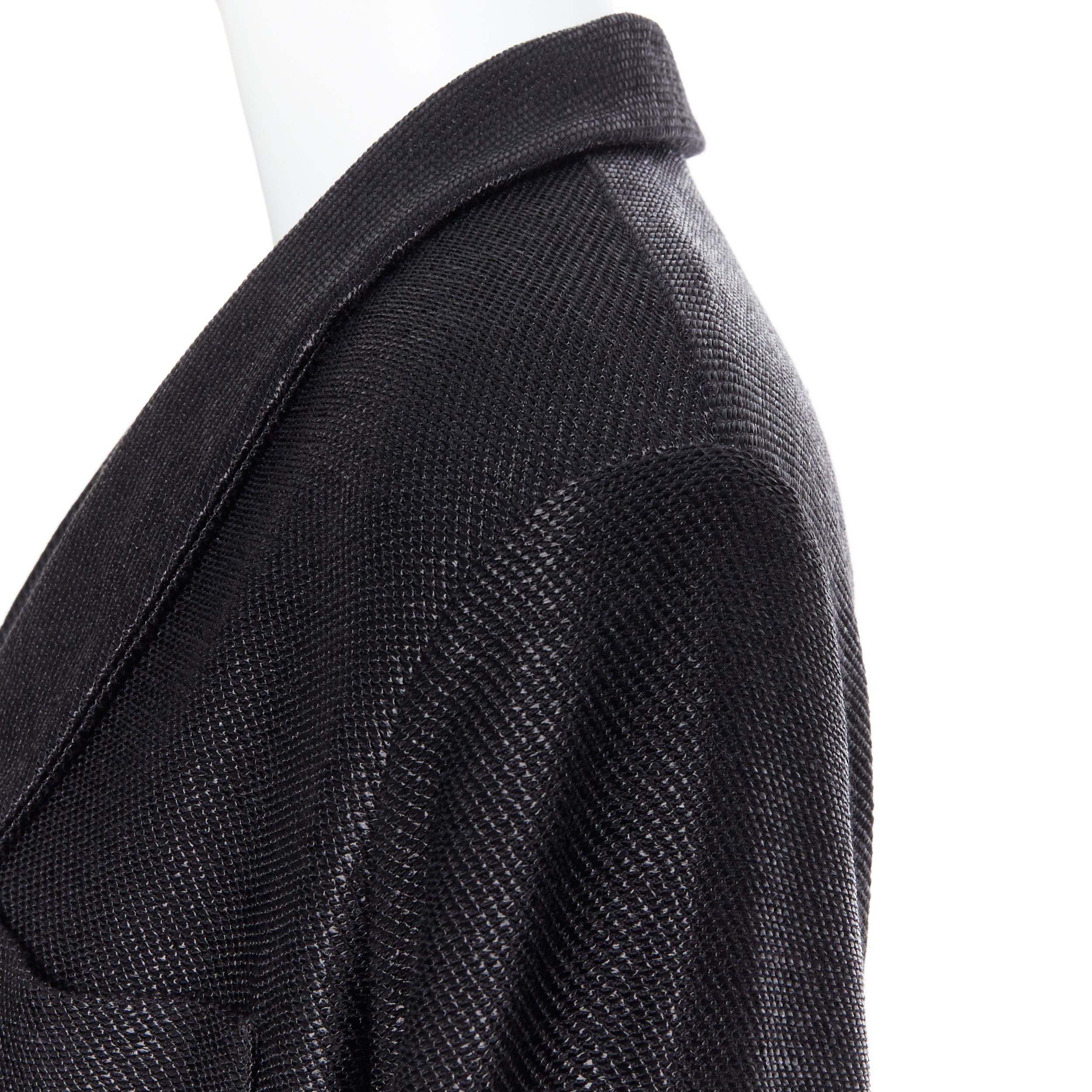 new LA PERLA MENSWEAR Runway black lacquered raffia weave belted robe coat L 4