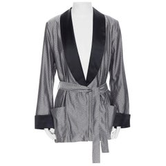 new LA PERLA MENSWEAR SS15 silver black geometric jacquard evening robe XL rare