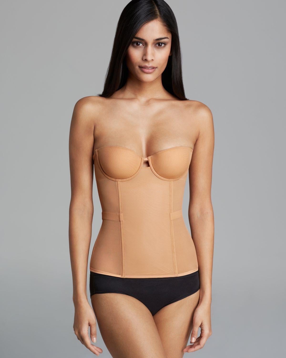 Brown NEW La Perla Nude Top Boned Corset Corsage Bustier Strapless Shapewear 32B 70B For Sale