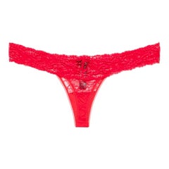 NEW LA PERLA Roter Spitzen-Tanga String Brief Slip Knickers wie bei Kendall OS gesehen