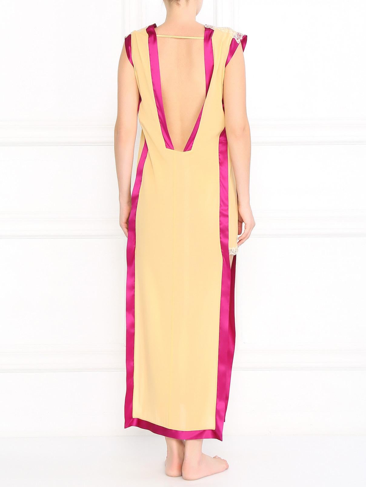 Yellow NEW La Perla Silk & Lace Tunic Dress Gown Lingerie Loungewear Dress M For Sale