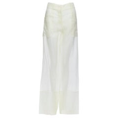 new LA PERLA SS15 Runway silk organza high waisted sheer wide leg pants IT40 S