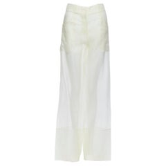 new LA PERLA SS15 Runway silk organza high waisted sheer wide leg pants IT42 M