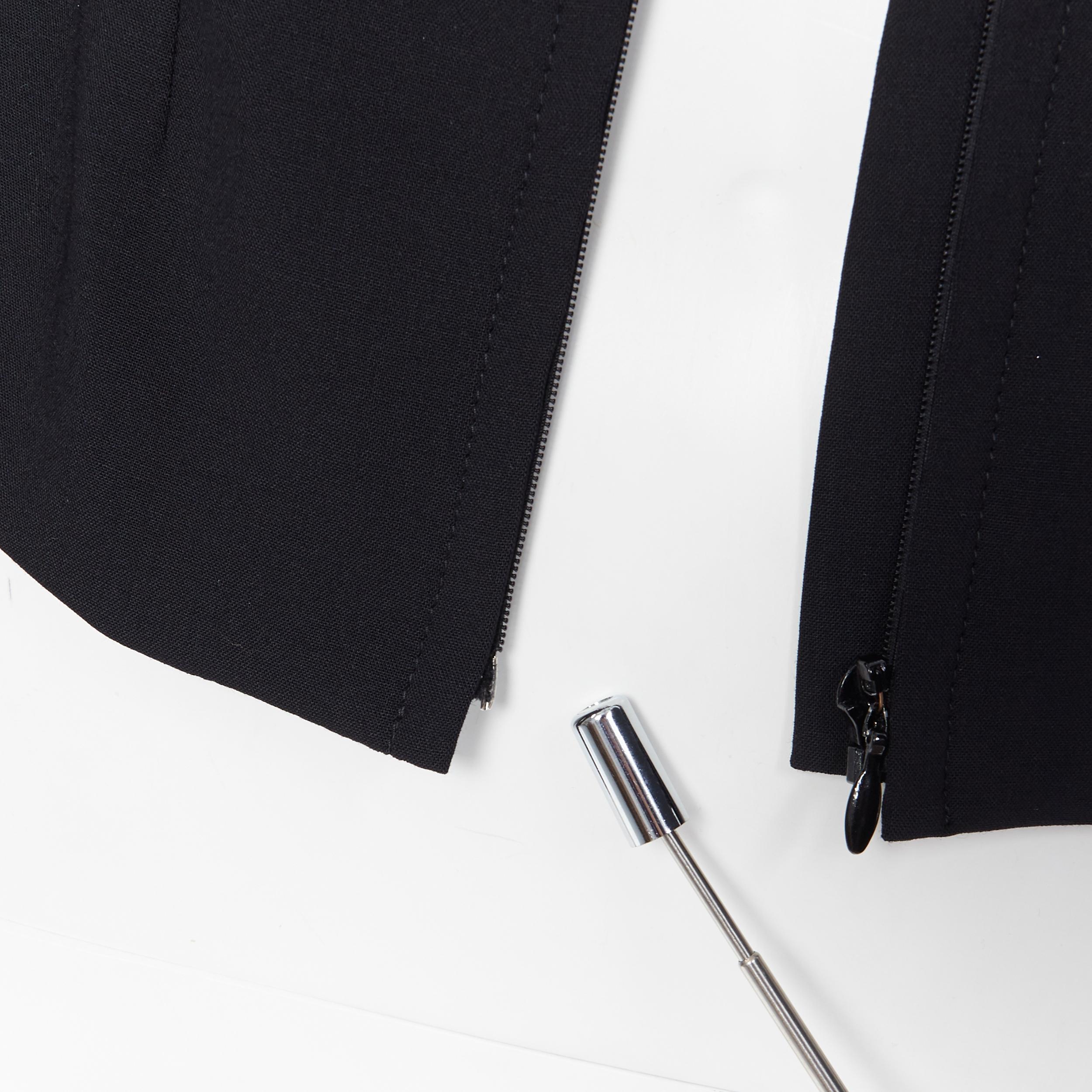 new LA PERLA SS17 Corset Jacket black bi-stretch wool zip bustier blazer IT38 B 2