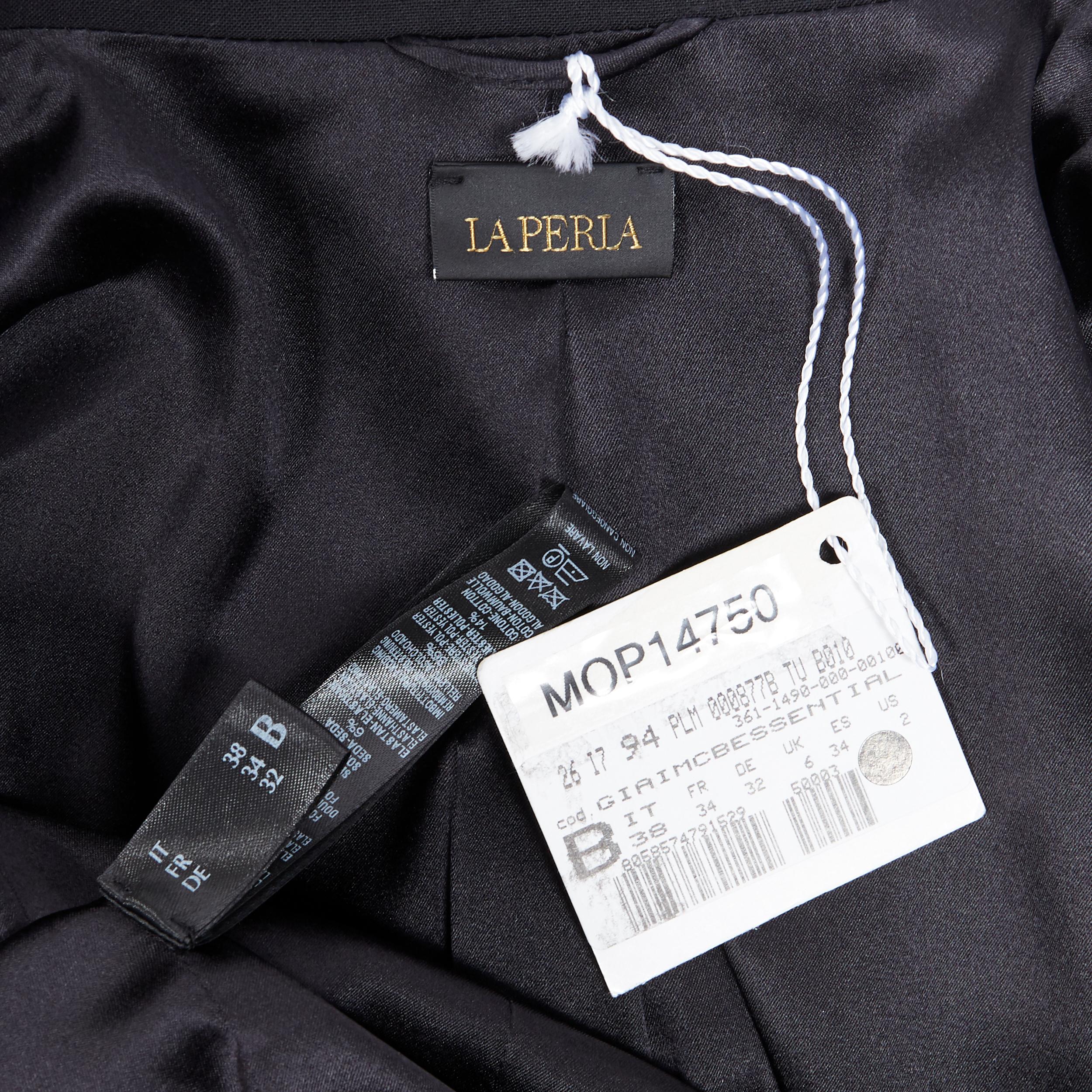 new LA PERLA SS17 Corset Jacket black bi-stretch wool zip bustier blazer IT38 B 3