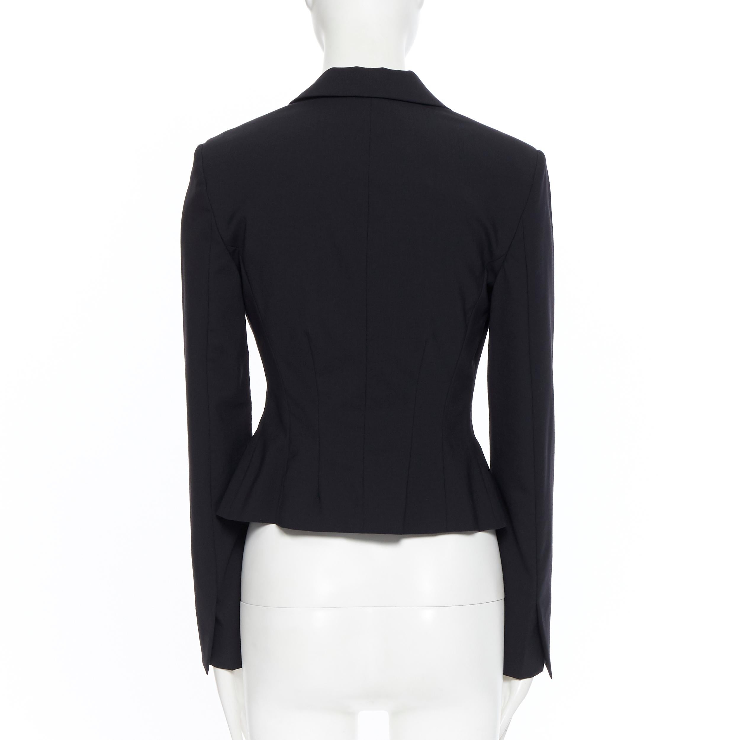 Black new LA PERLA SS17 Corset Jacket black bi-stretch wool zip bustier blazer IT38 B
