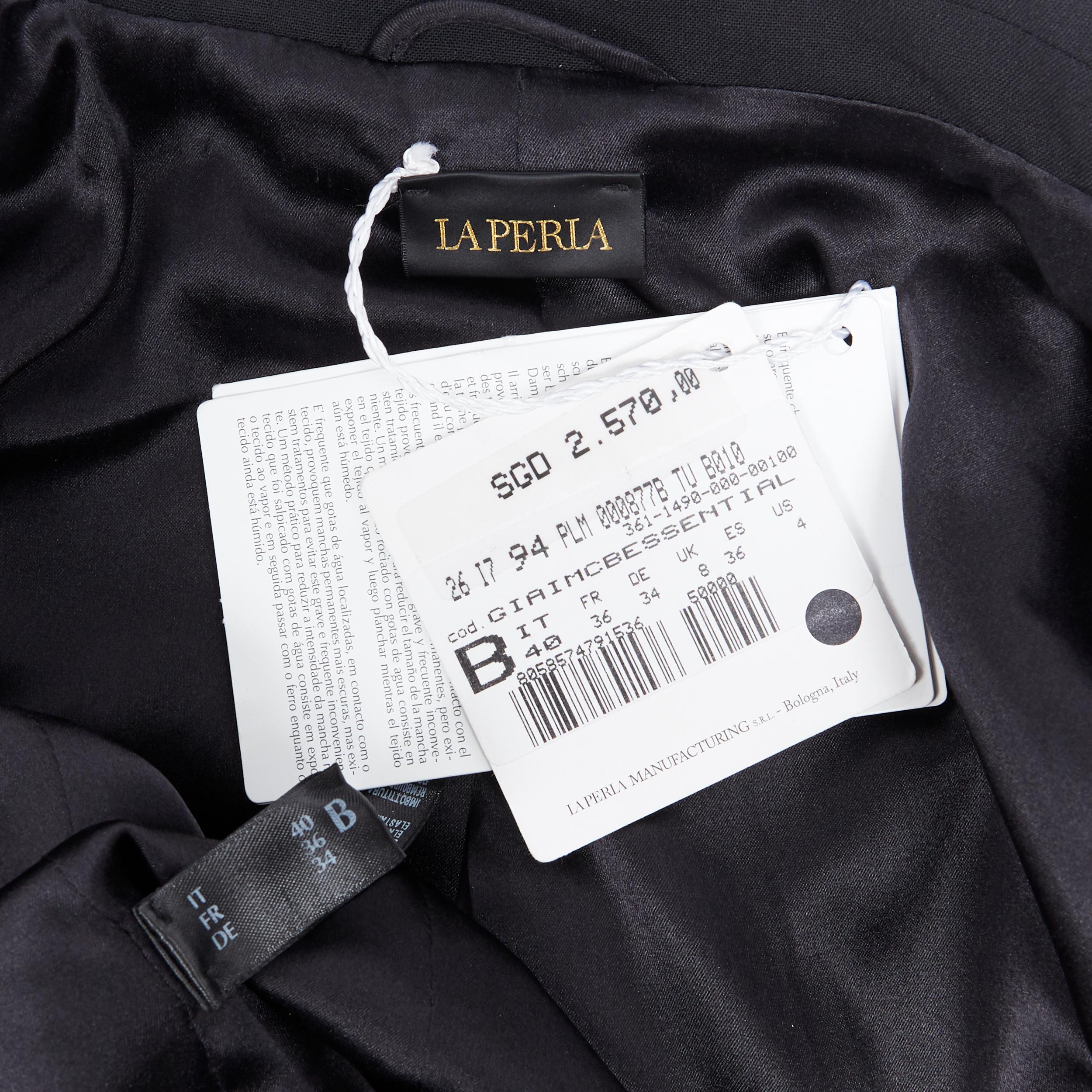 new LA PERLA SS17 Corset Jacket black bi-stretch wool zip bustier blazer IT40 B 3