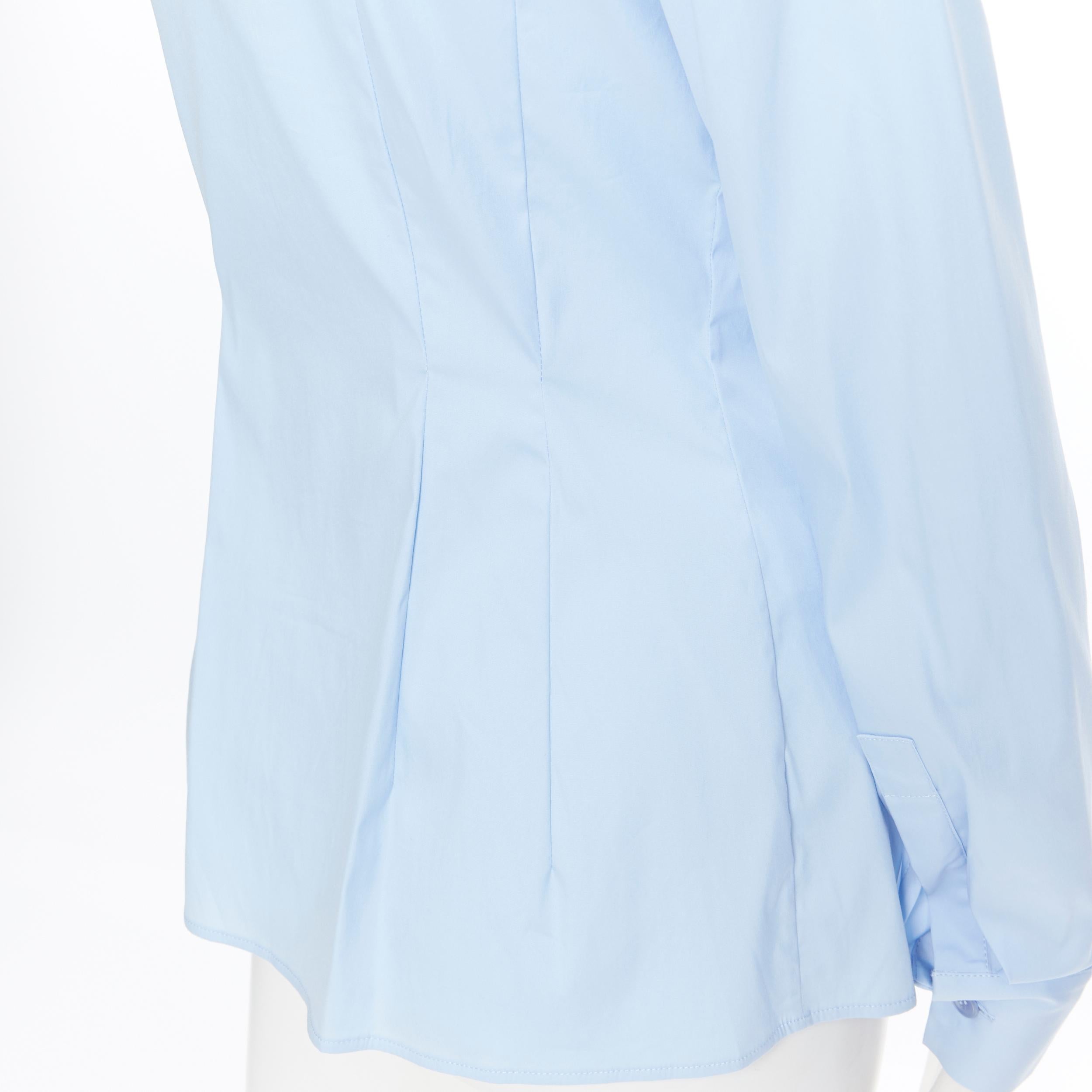 new LA PERLA SS17 Runway Corset bustier light blue stretch cotton shirt IT42 B 2