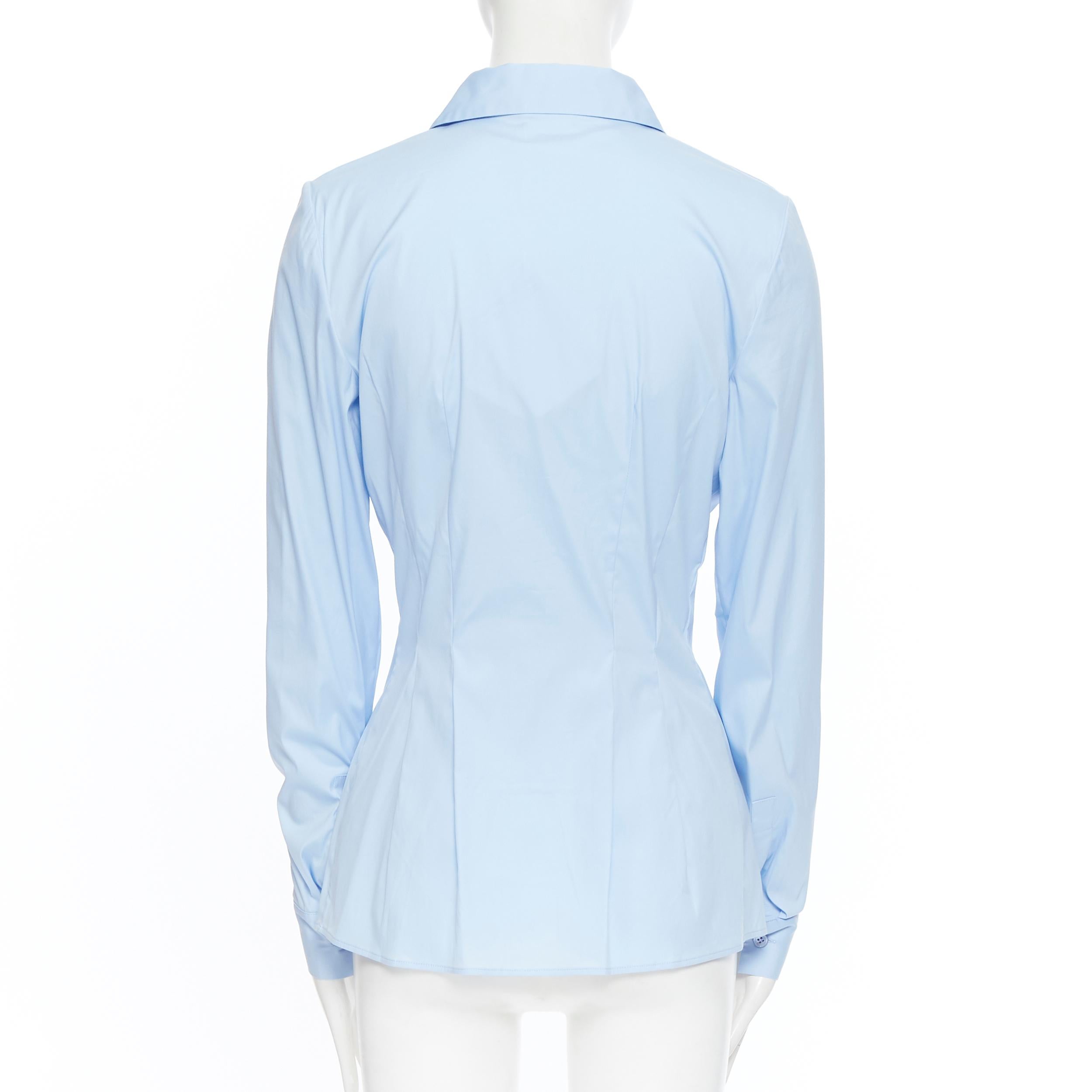 Blue new LA PERLA SS17 Runway Corset bustier light blue stretch cotton shirt IT42 B