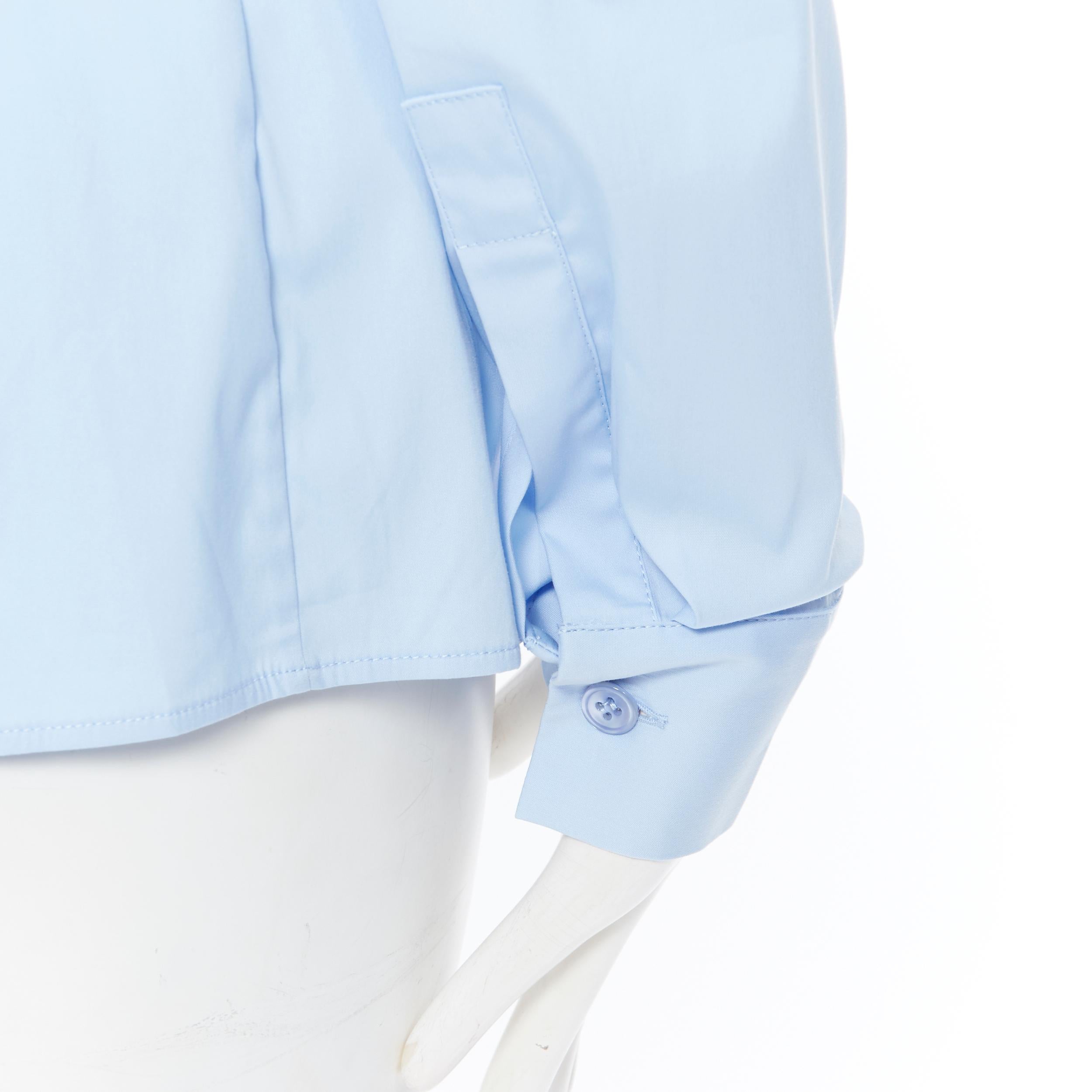 new LA PERLA SS17 Runway Corset bustier light blue stretch cotton shirt IT42 B 1